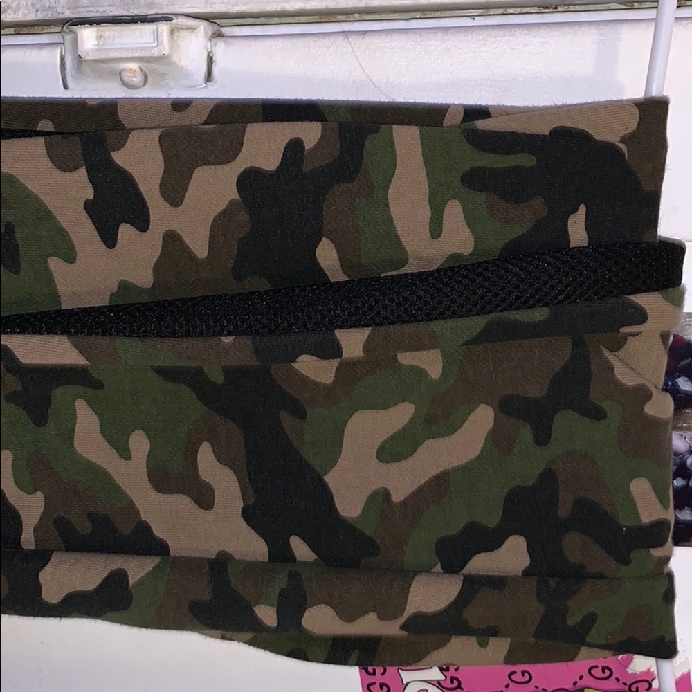 Drawstring Camo Pants W Black Fishnet on the sides